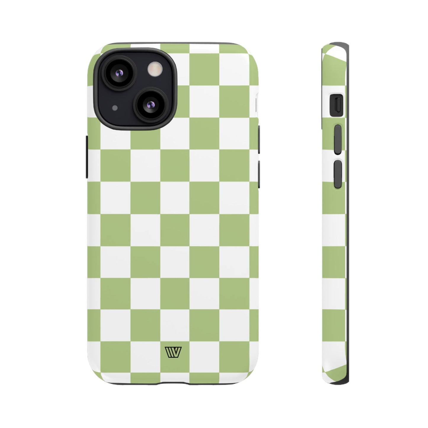 Pale Olive White Checkerboard | Tough Phone Case, view 2048 — Soul Flow Apparel