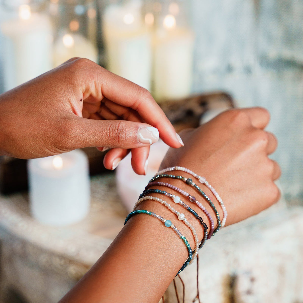 "i Love and Accept Myself As I Am" Goddess Bracelet, view 2 — Soul Flow Apparel