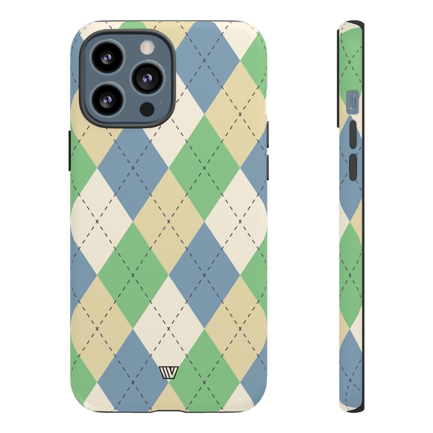 Green Blue Beige Argyle | Tough Phone Case, view 2048 — Soul Flow Apparel