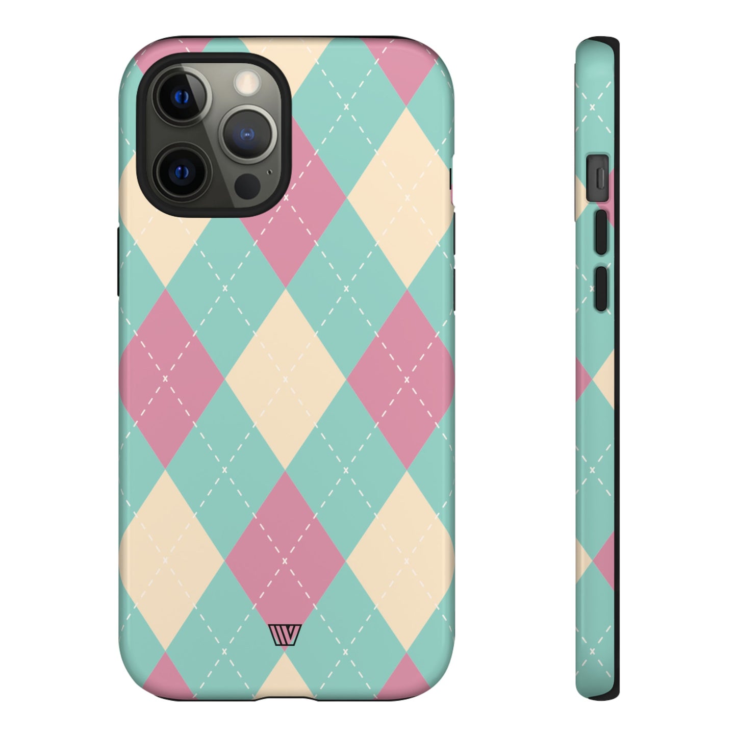 Blue Pink Beige Argyle | Tough Phone Case, view 2048 — Soul Flow Apparel
