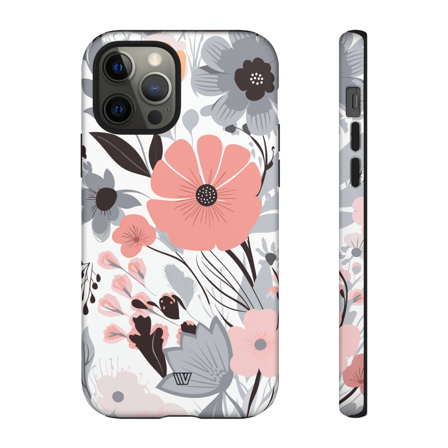 Gray Pastel Flowers | Tough Phone Case, view 2048 — Soul Flow Apparel
