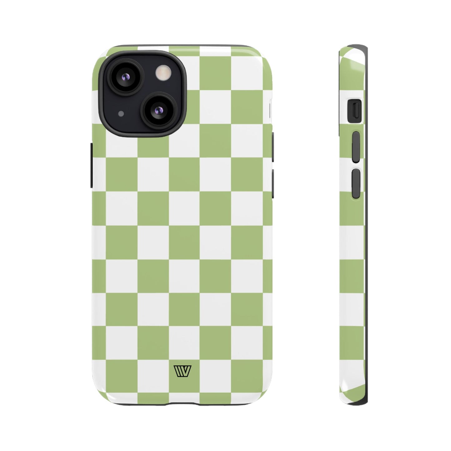 Pale Olive White Checkerboard | Tough Phone Case, view 2048 — Soul Flow Apparel