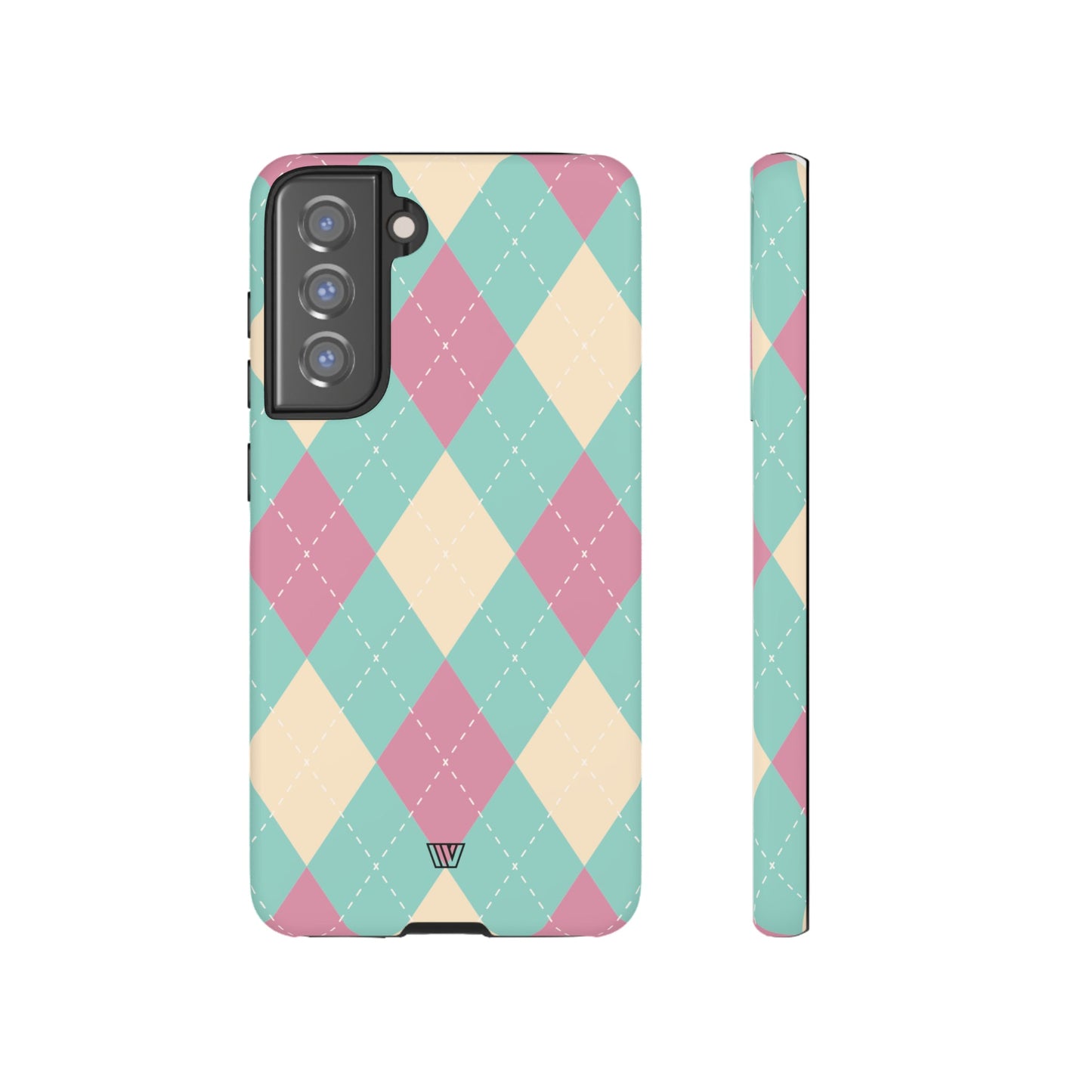 Blue Pink Beige Argyle | Tough Phone Case, view 2048 — Soul Flow Apparel