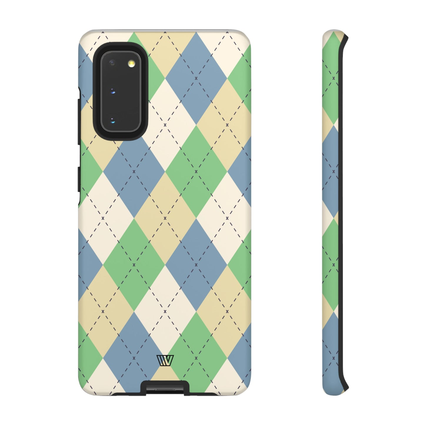 Green Blue Beige Argyle | Tough Phone Case, view 2048 — Soul Flow Apparel