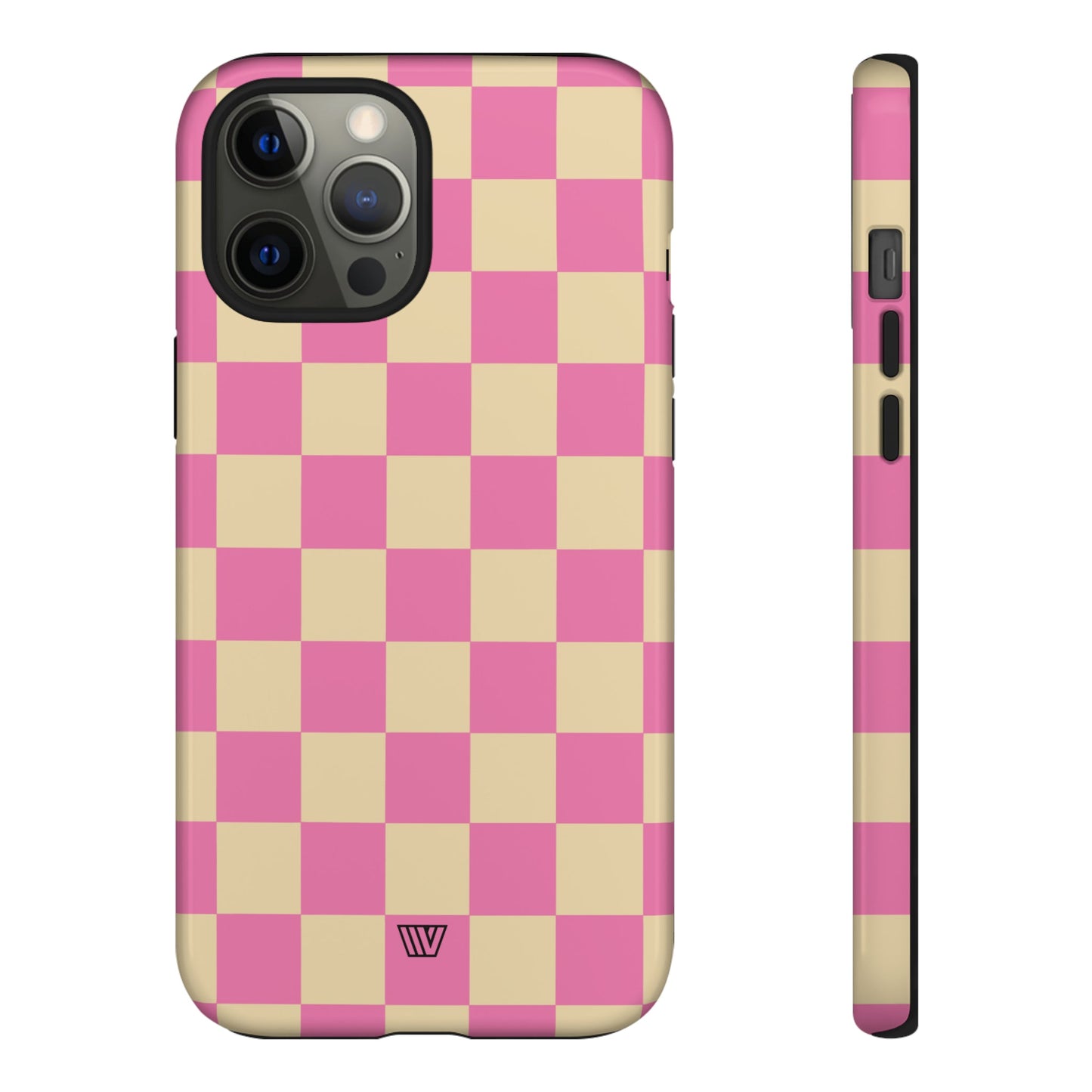 Pink Tan Checkerboard | Tough Phone Case, view 2048 — Soul Flow Apparel