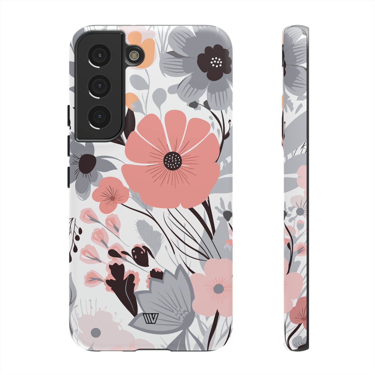 Gray Pastel Flowers | Tough Phone Case, view 2048 — Soul Flow Apparel