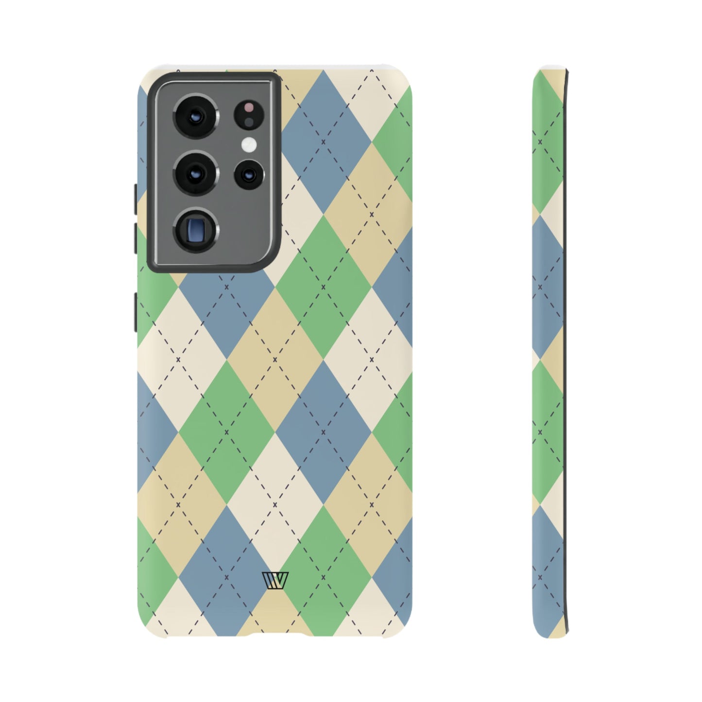 Green Blue Beige Argyle | Tough Phone Case, view 2048 — Soul Flow Apparel