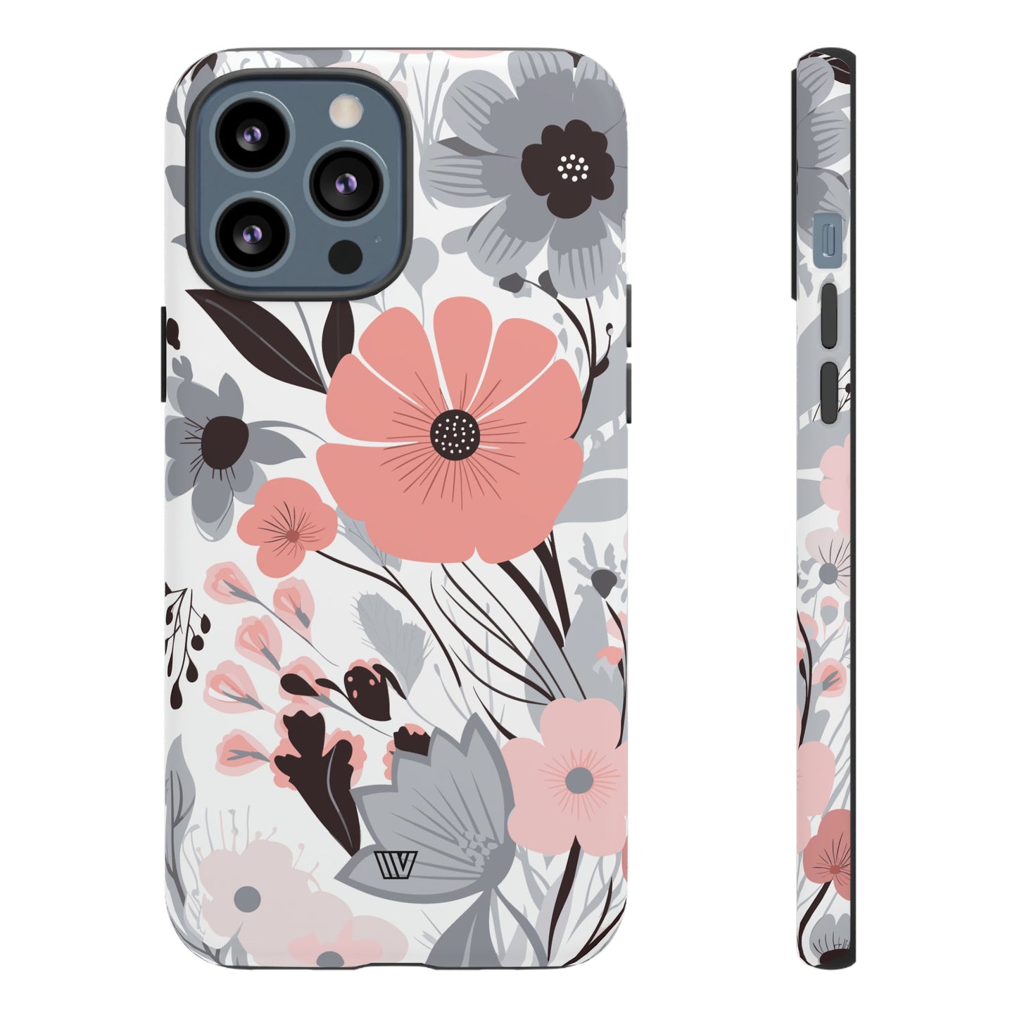 Gray Pastel Flowers | Tough Phone Case, view 2048 — Soul Flow Apparel