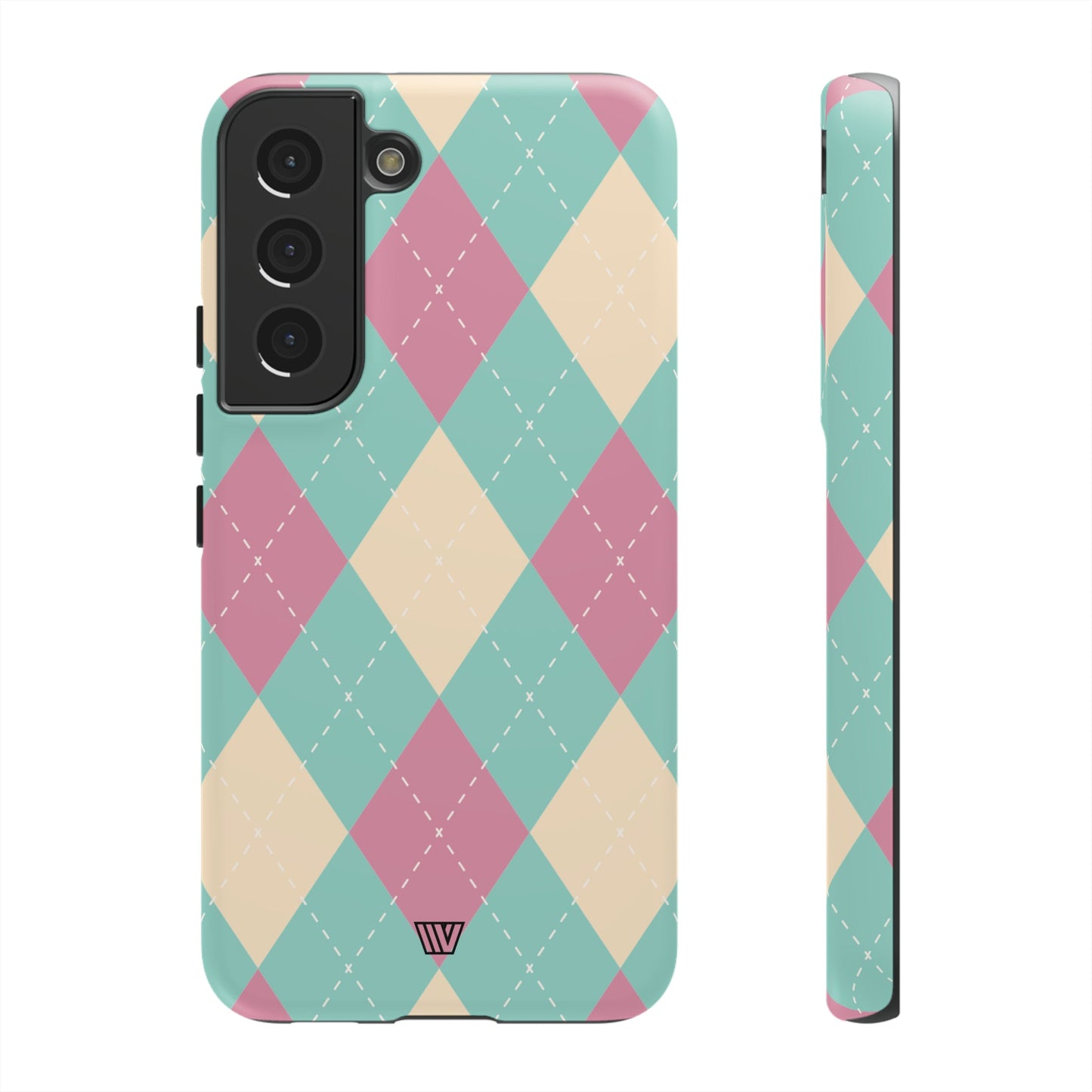 Blue Pink Beige Argyle | Tough Phone Case, view 2048 — Soul Flow Apparel