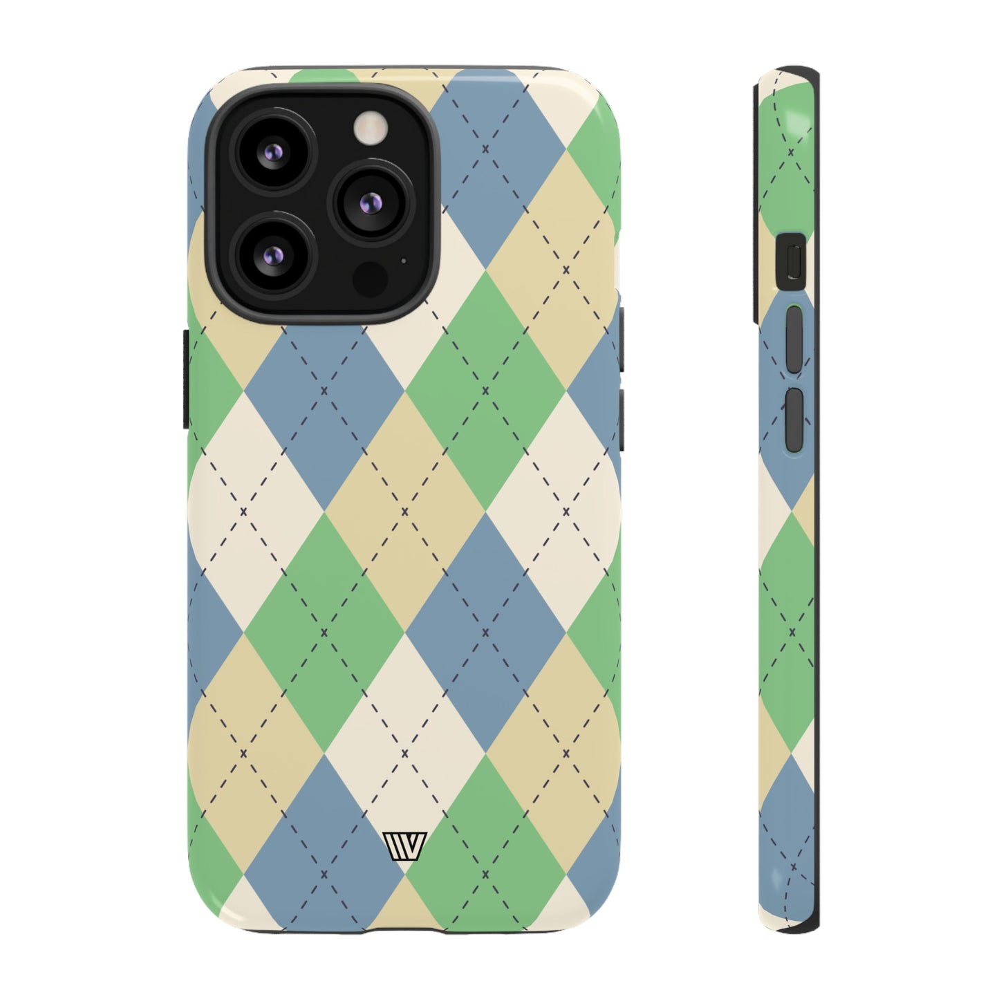 Green Blue Beige Argyle | Tough Phone Case, view 2048 — Soul Flow Apparel