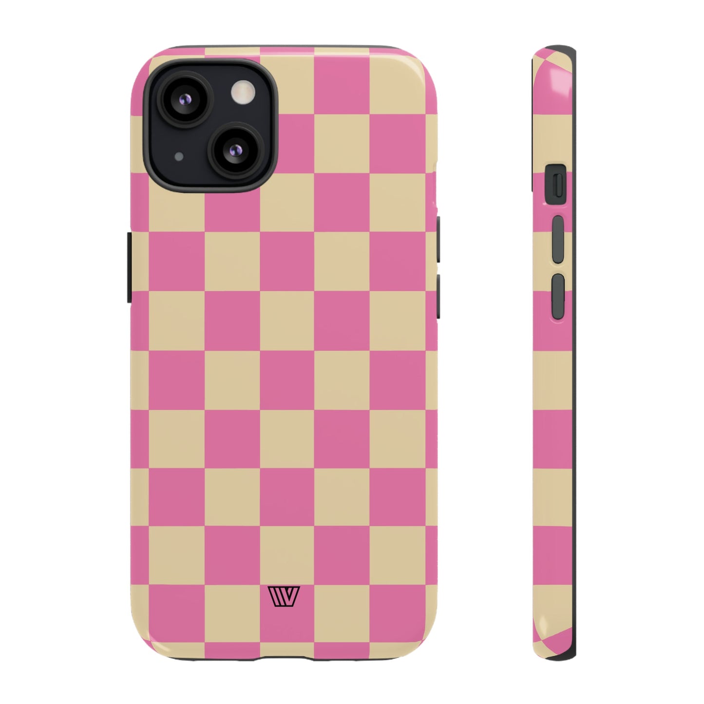 Pink Tan Checkerboard | Tough Phone Case, view 2048 — Soul Flow Apparel