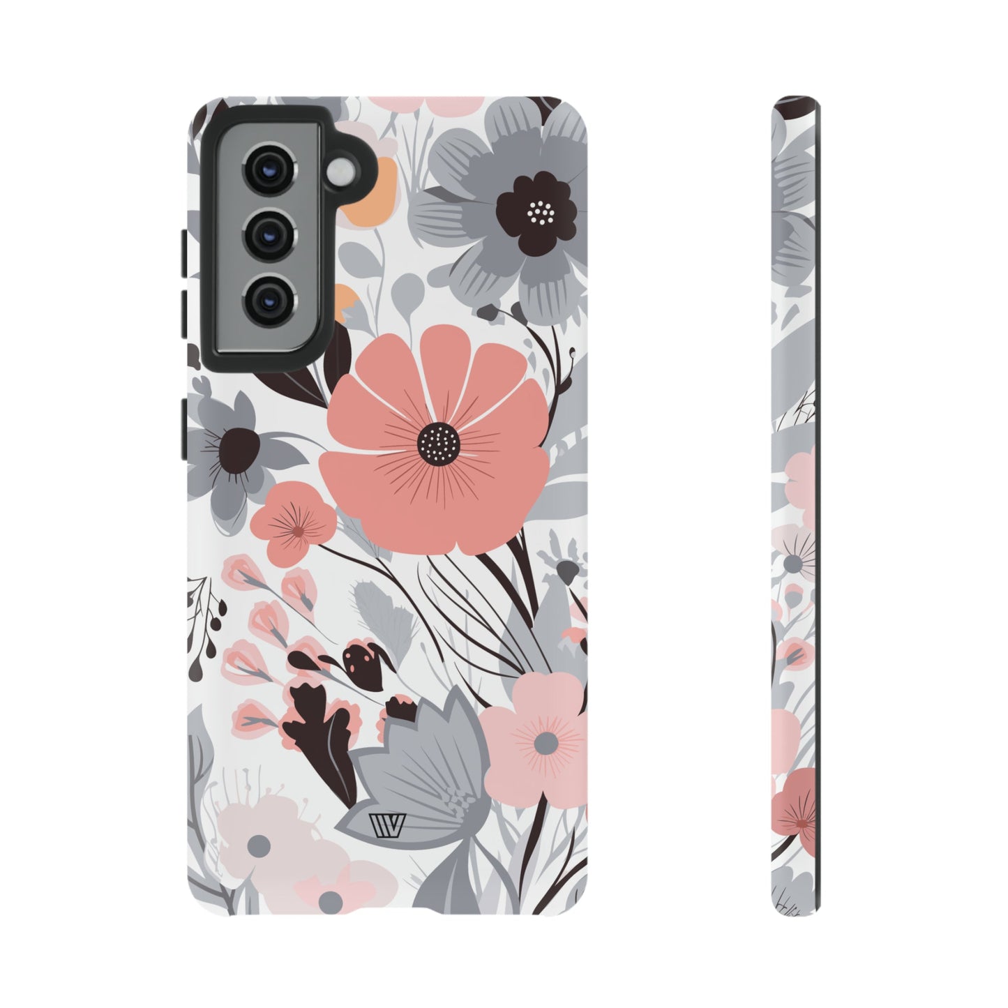 Gray Pastel Flowers | Tough Phone Case, view 2048 — Soul Flow Apparel