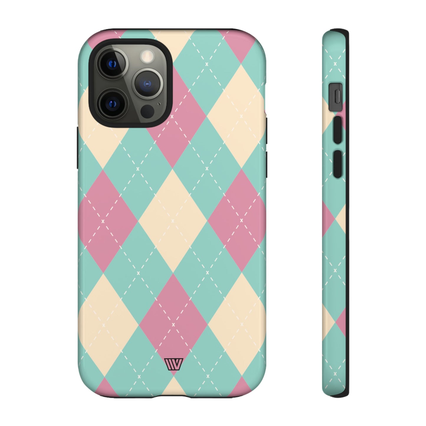 Blue Pink Beige Argyle | Tough Phone Case, view 2048 — Soul Flow Apparel