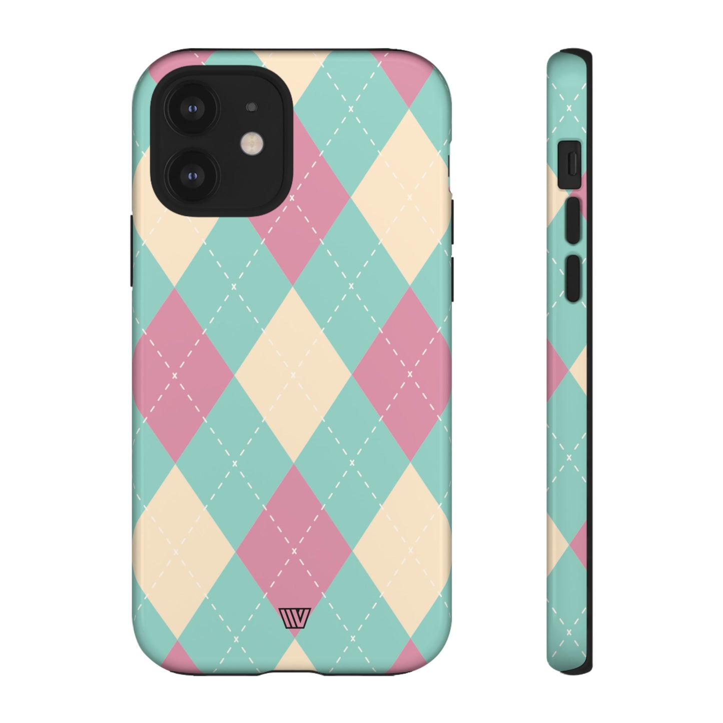 Blue Pink Beige Argyle | Tough Phone Case, view 2048 — Soul Flow Apparel