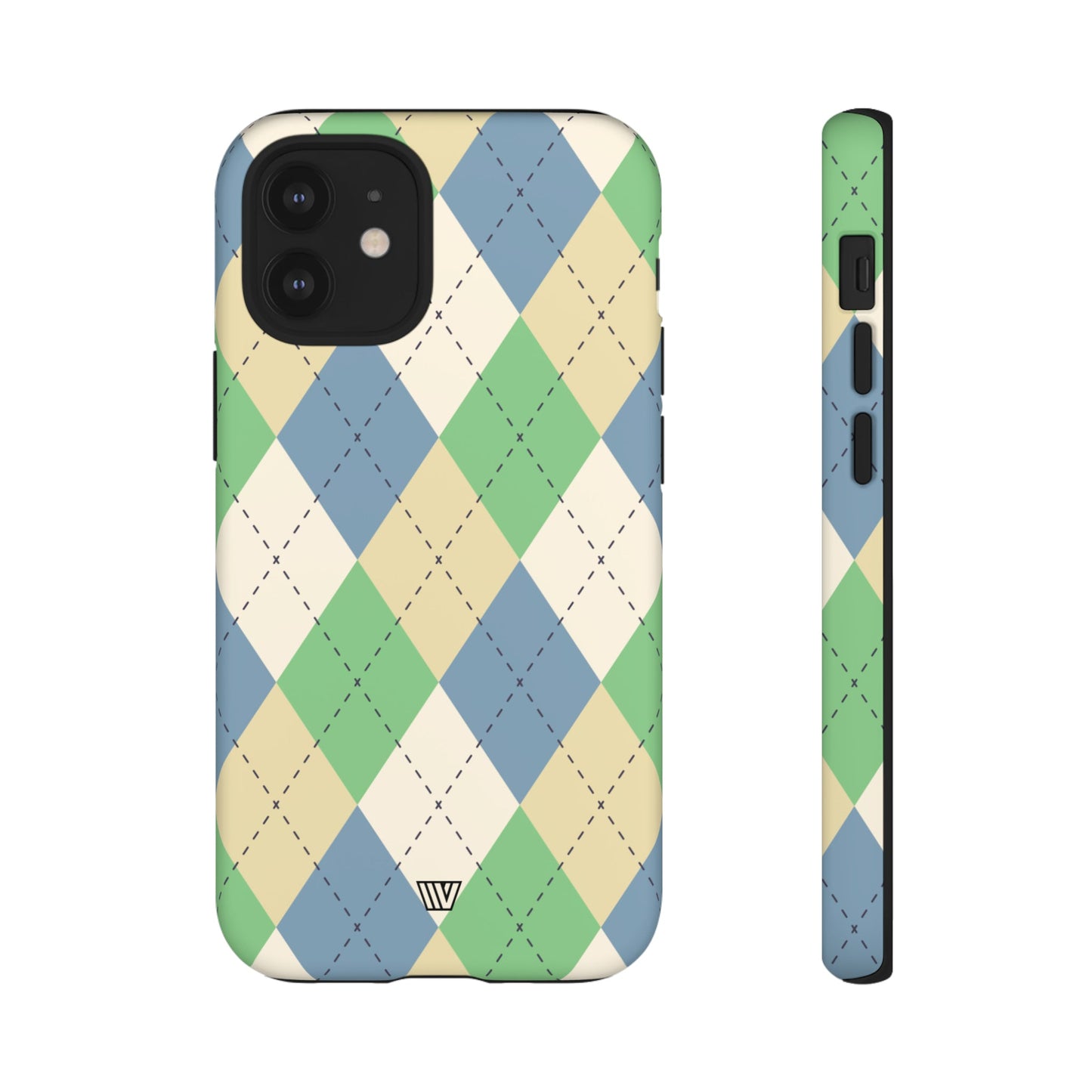 Green Blue Beige Argyle | Tough Phone Case, view 2048 — Soul Flow Apparel