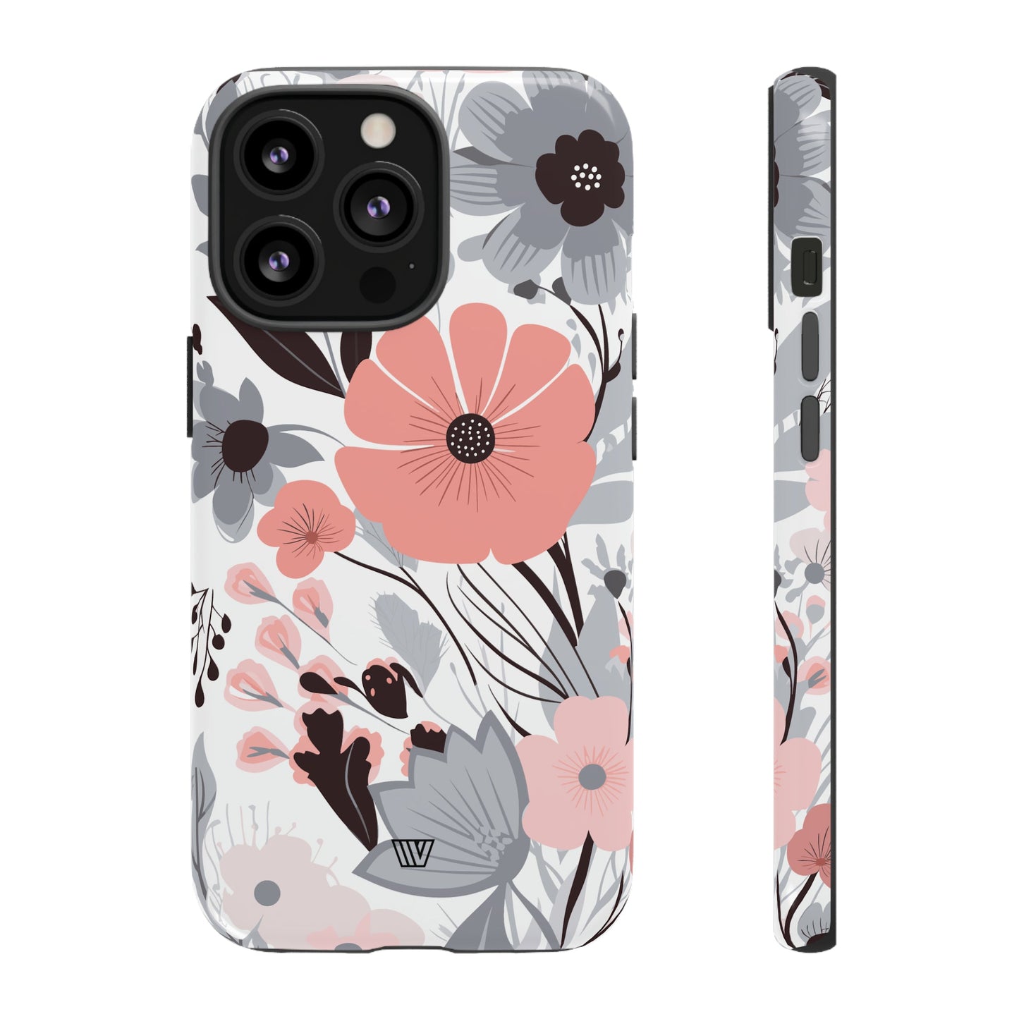 Gray Pastel Flowers | Tough Phone Case, view 2048 — Soul Flow Apparel