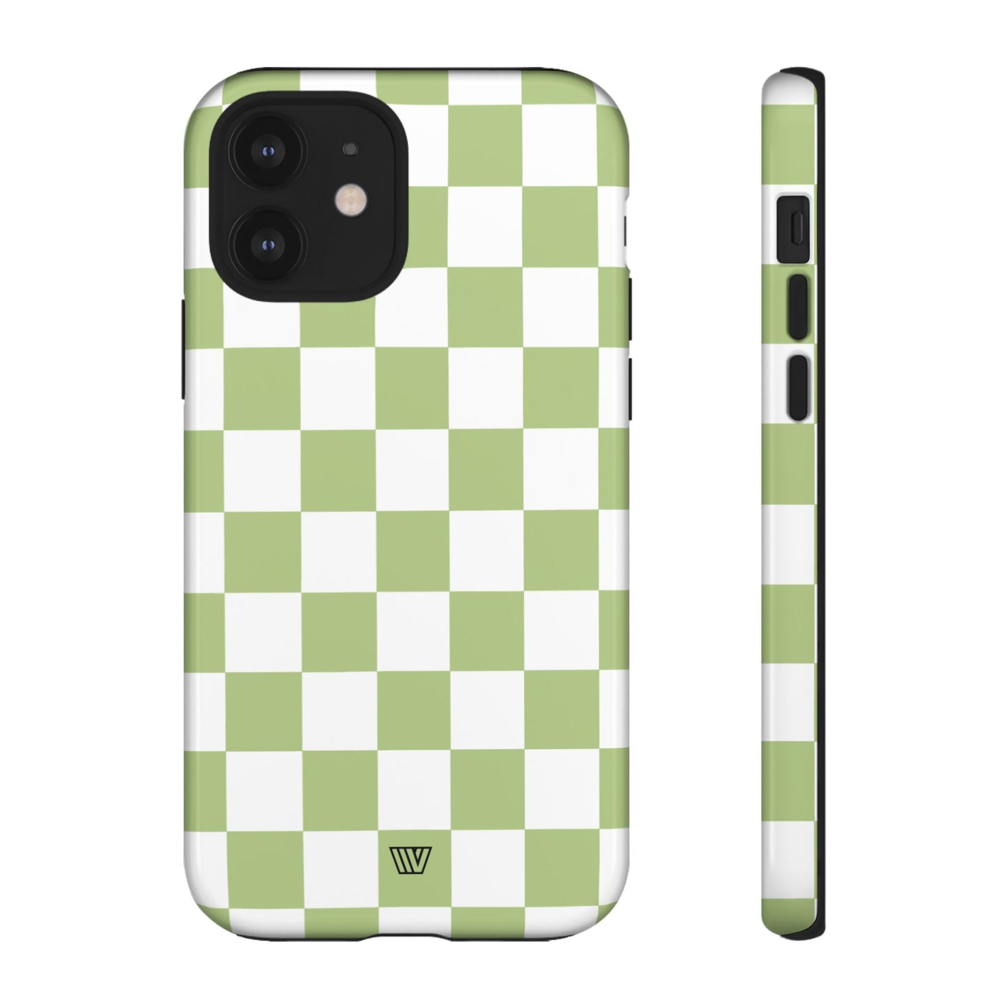 Pale Olive White Checkerboard | Tough Phone Case, view 2048 — Soul Flow Apparel