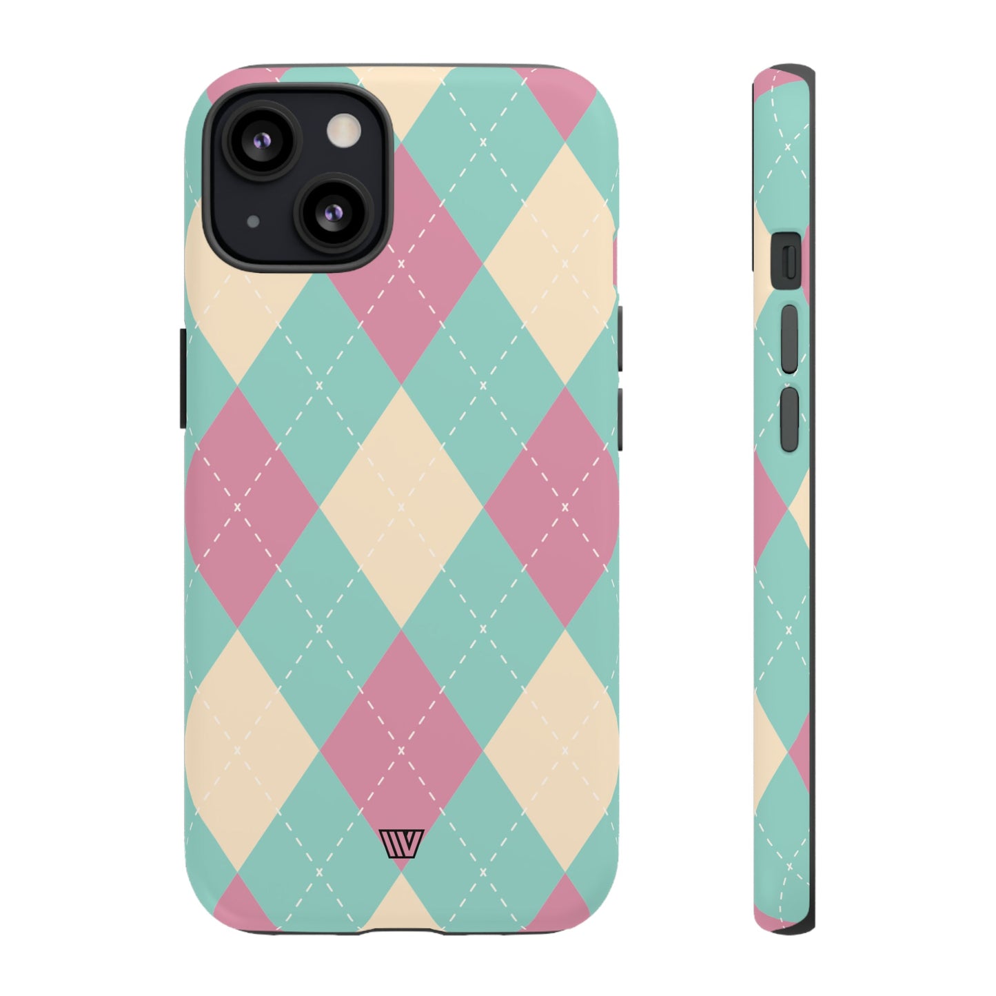 Blue Pink Beige Argyle | Tough Phone Case, view 2048 — Soul Flow Apparel
