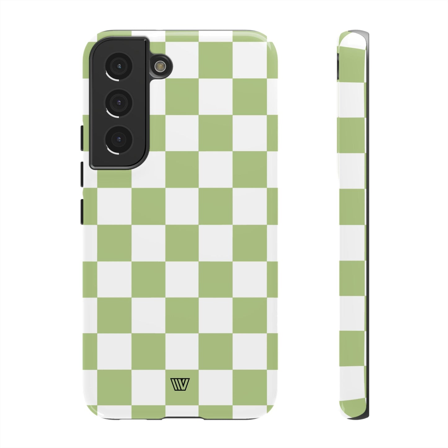 Pale Olive White Checkerboard | Tough Phone Case, view 2048 — Soul Flow Apparel