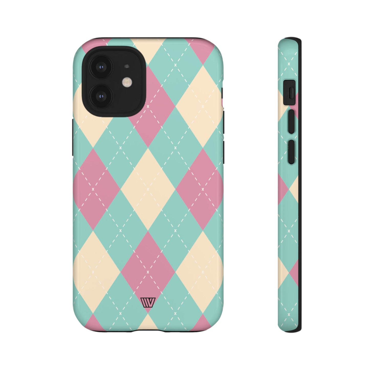 Blue Pink Beige Argyle | Tough Phone Case, view 2048 — Soul Flow Apparel
