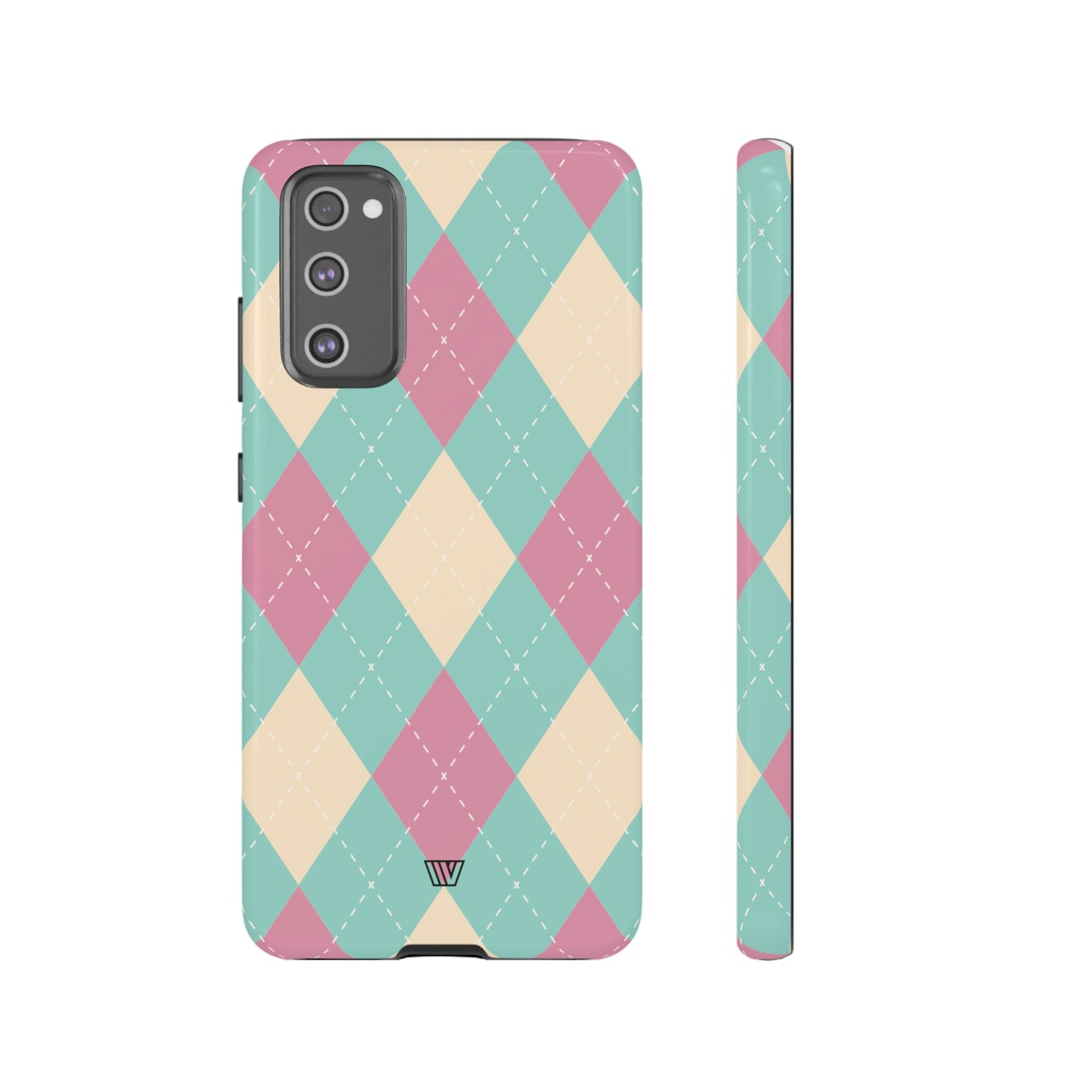 Blue Pink Beige Argyle | Tough Phone Case, view 2048 — Soul Flow Apparel