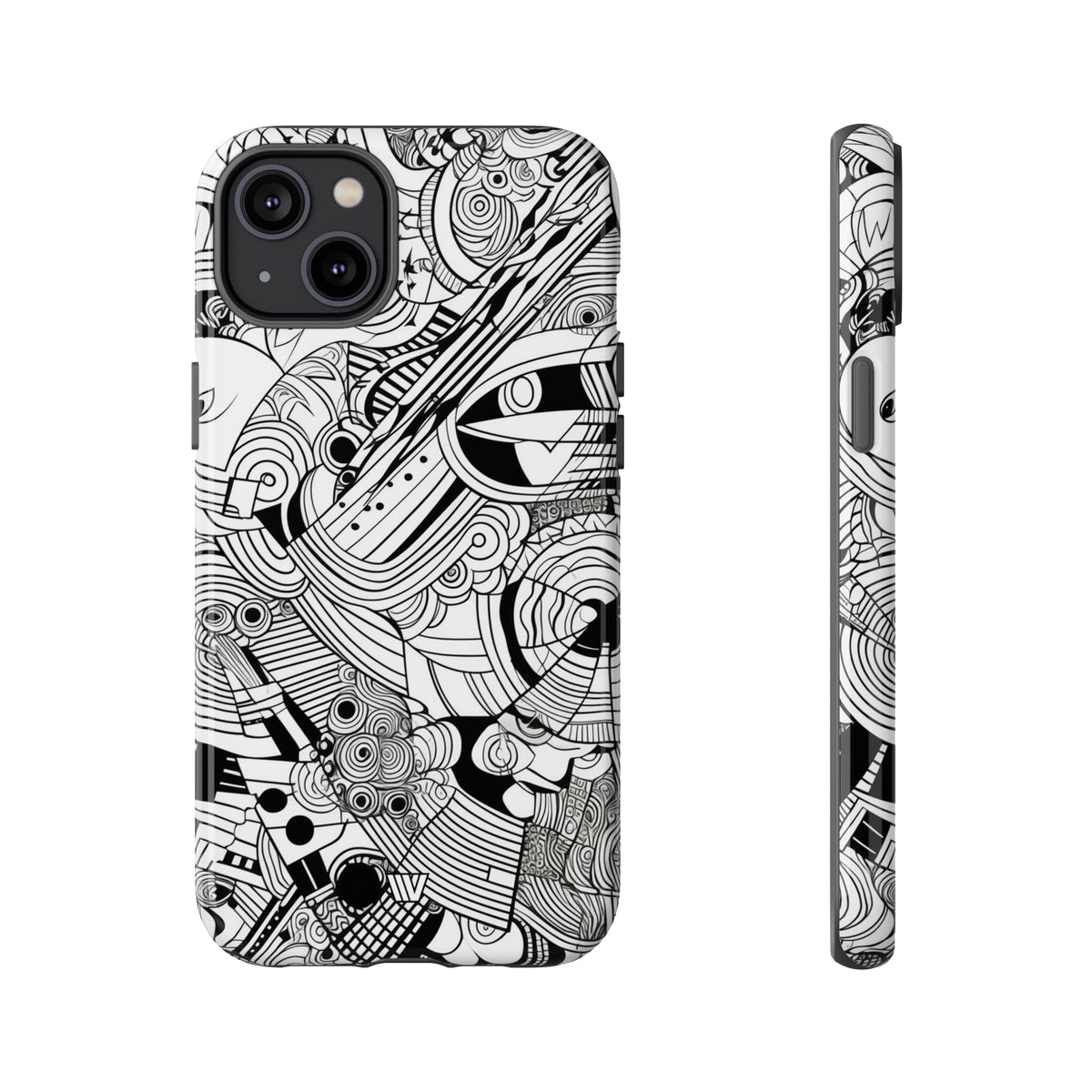 B&W ABSTRACT DOODLE | Tough Phone Case