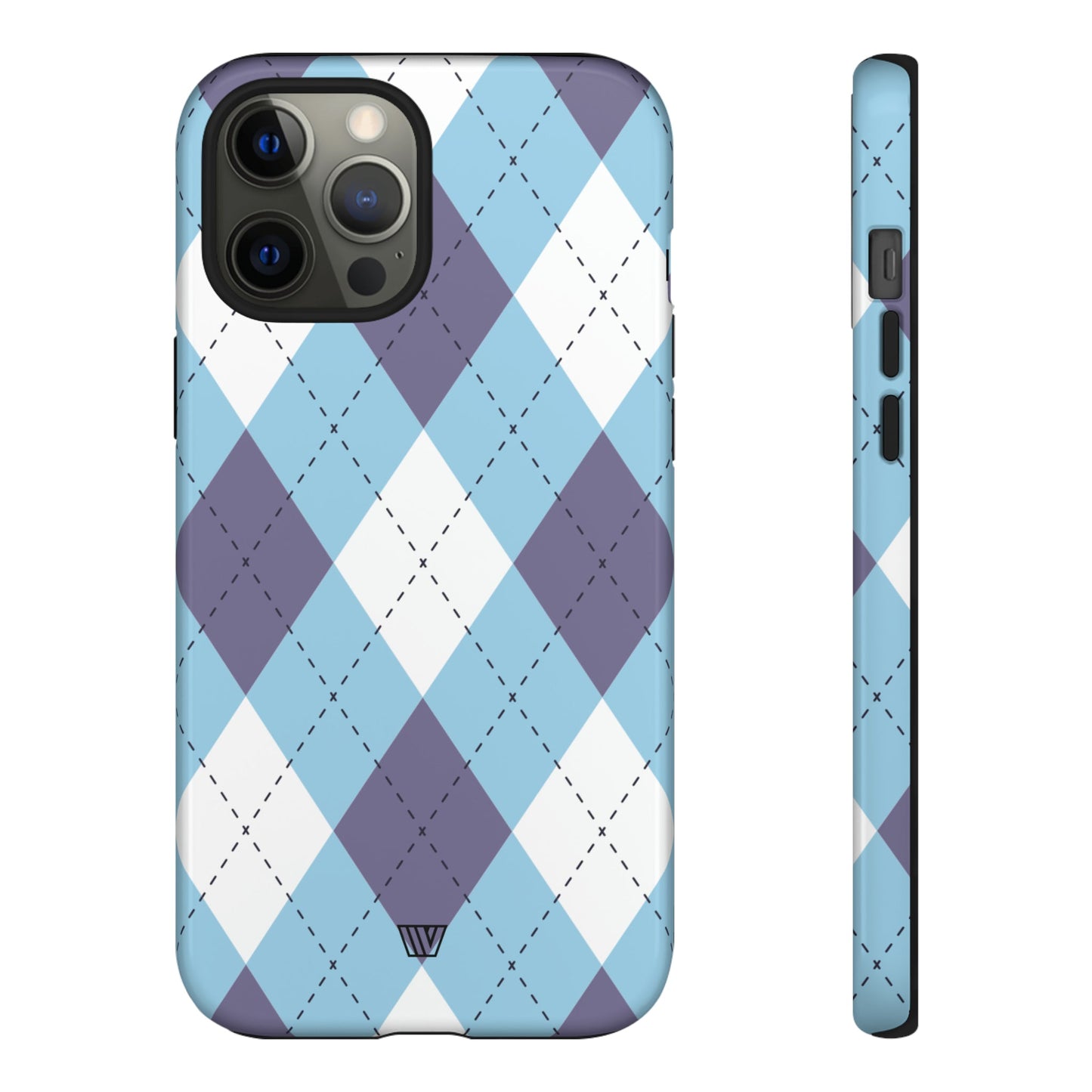 Blue White Purple Argyle | Tough Phone Case, view 2048 — Soul Flow Apparel