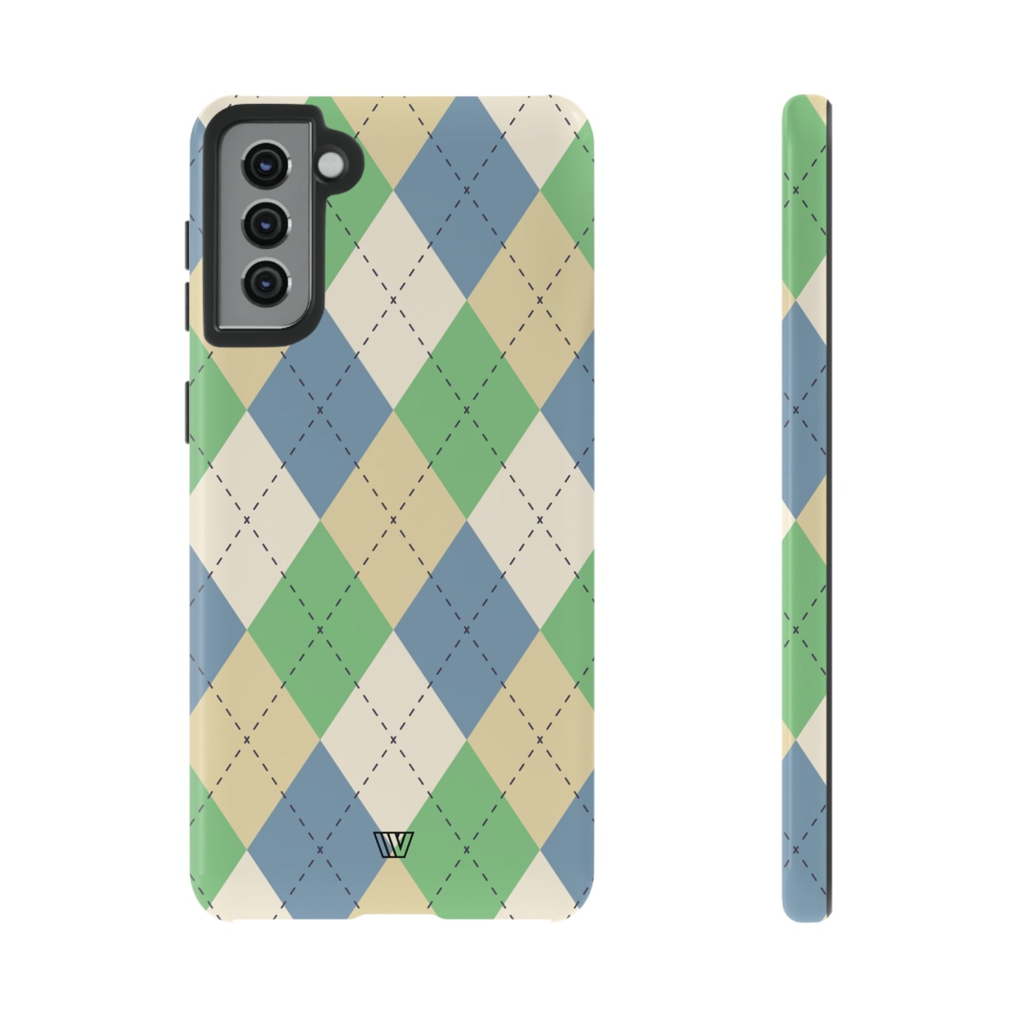 Green Blue Beige Argyle | Tough Phone Case, view 2048 — Soul Flow Apparel