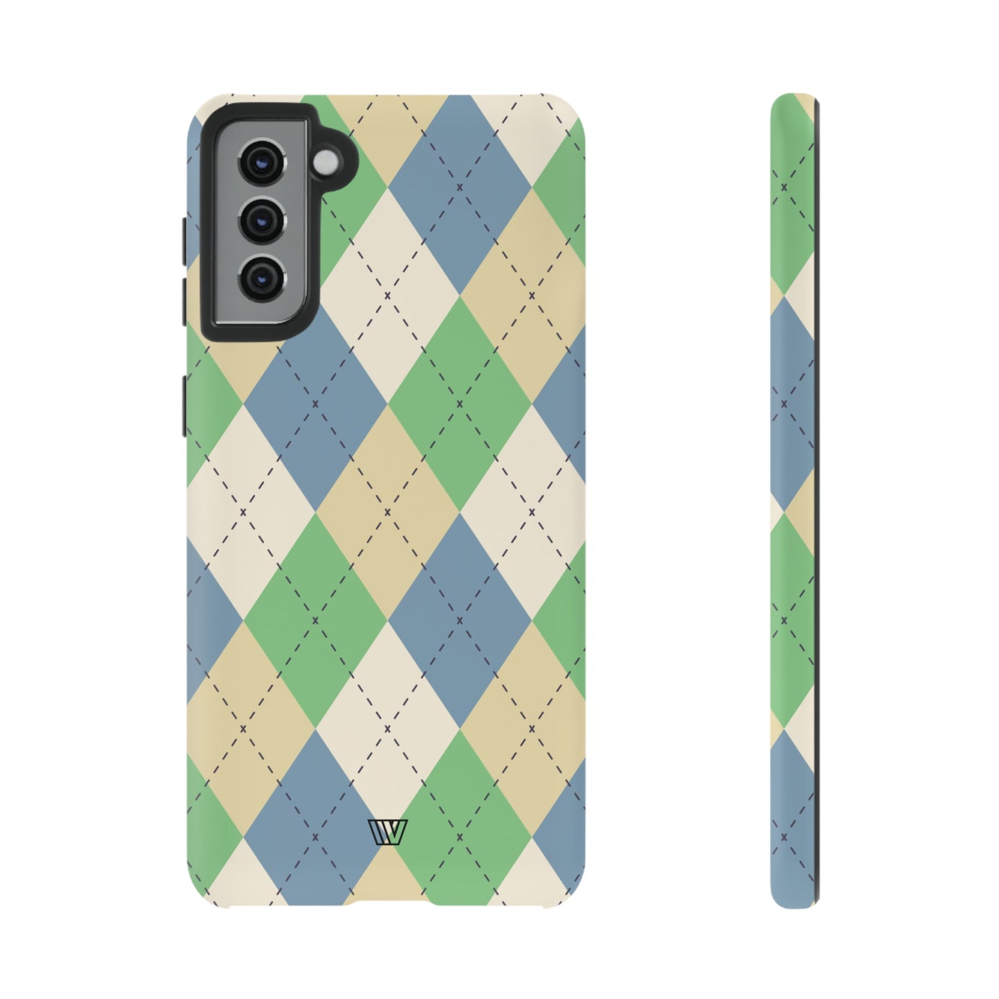 Green Blue Beige Argyle | Tough Phone Case, view 2048 — Soul Flow Apparel