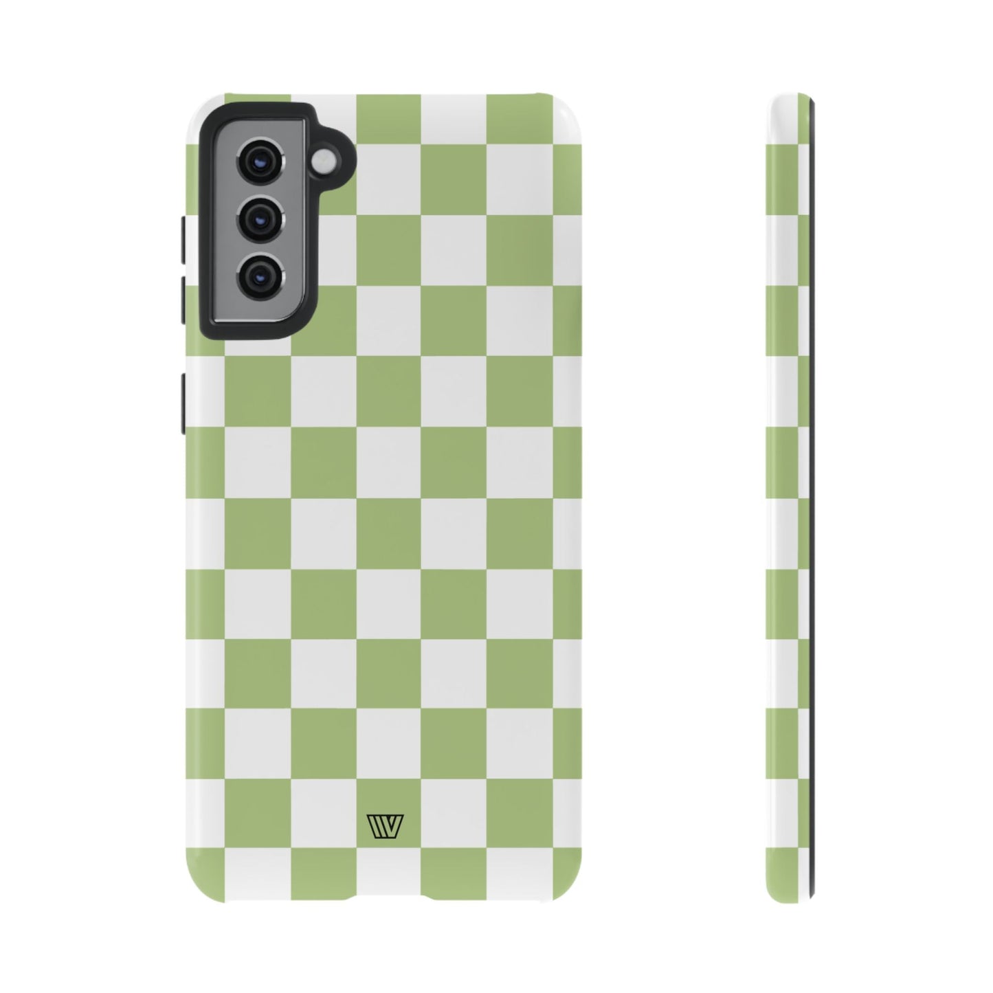 Pale Olive White Checkerboard | Tough Phone Case, view 2048 — Soul Flow Apparel