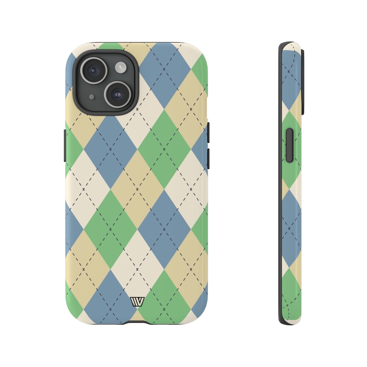 Green Blue Beige Argyle | Tough Phone Case, view 2048 — Soul Flow Apparel