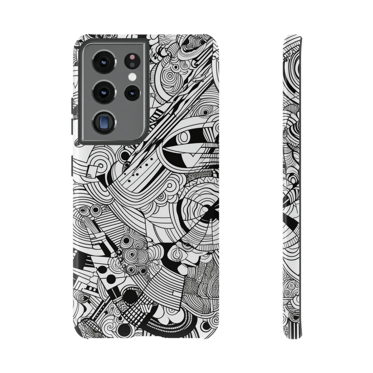 B&w Abstract Doodle | Tough Phone Case, view 2048 — Soul Flow Apparel