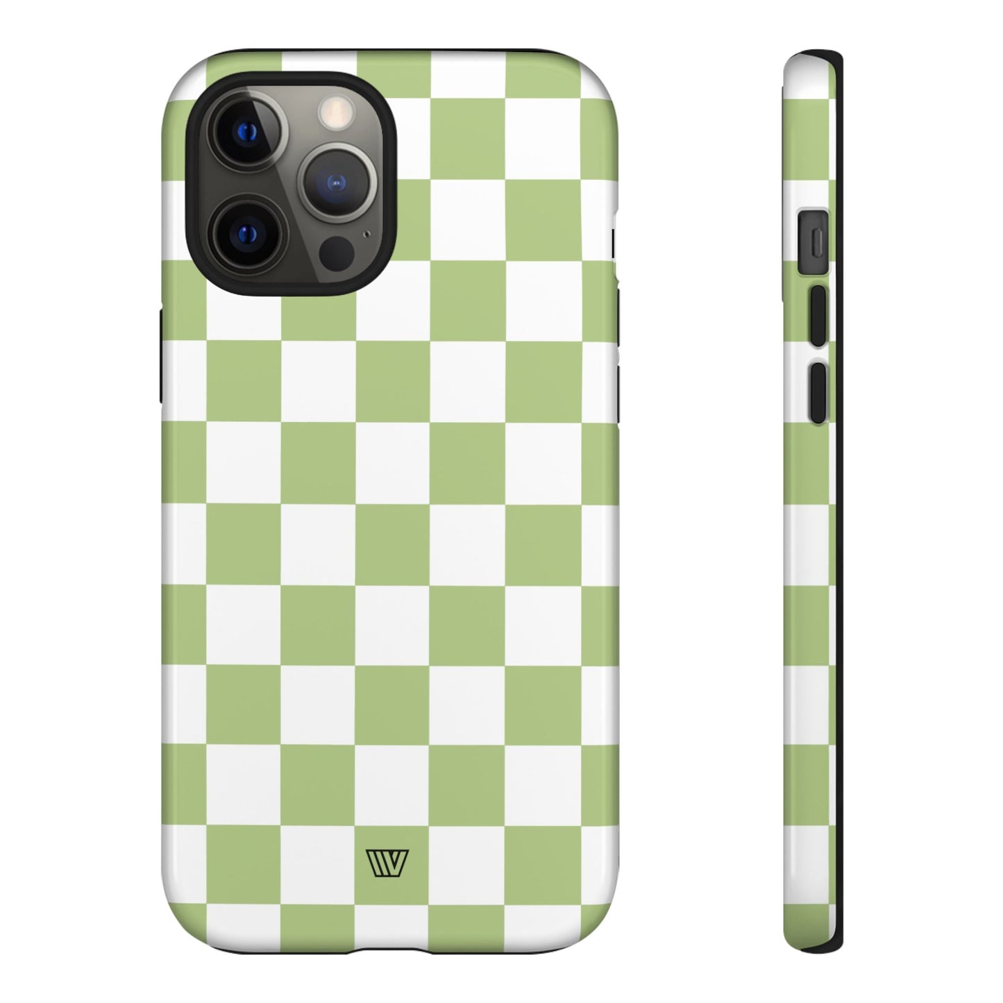 Pale Olive White Checkerboard | Tough Phone Case, view 2048 — Soul Flow Apparel