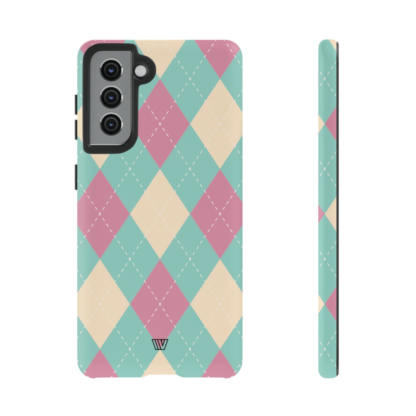 Blue Pink Beige Argyle | Tough Phone Case, view 2048 — Soul Flow Apparel