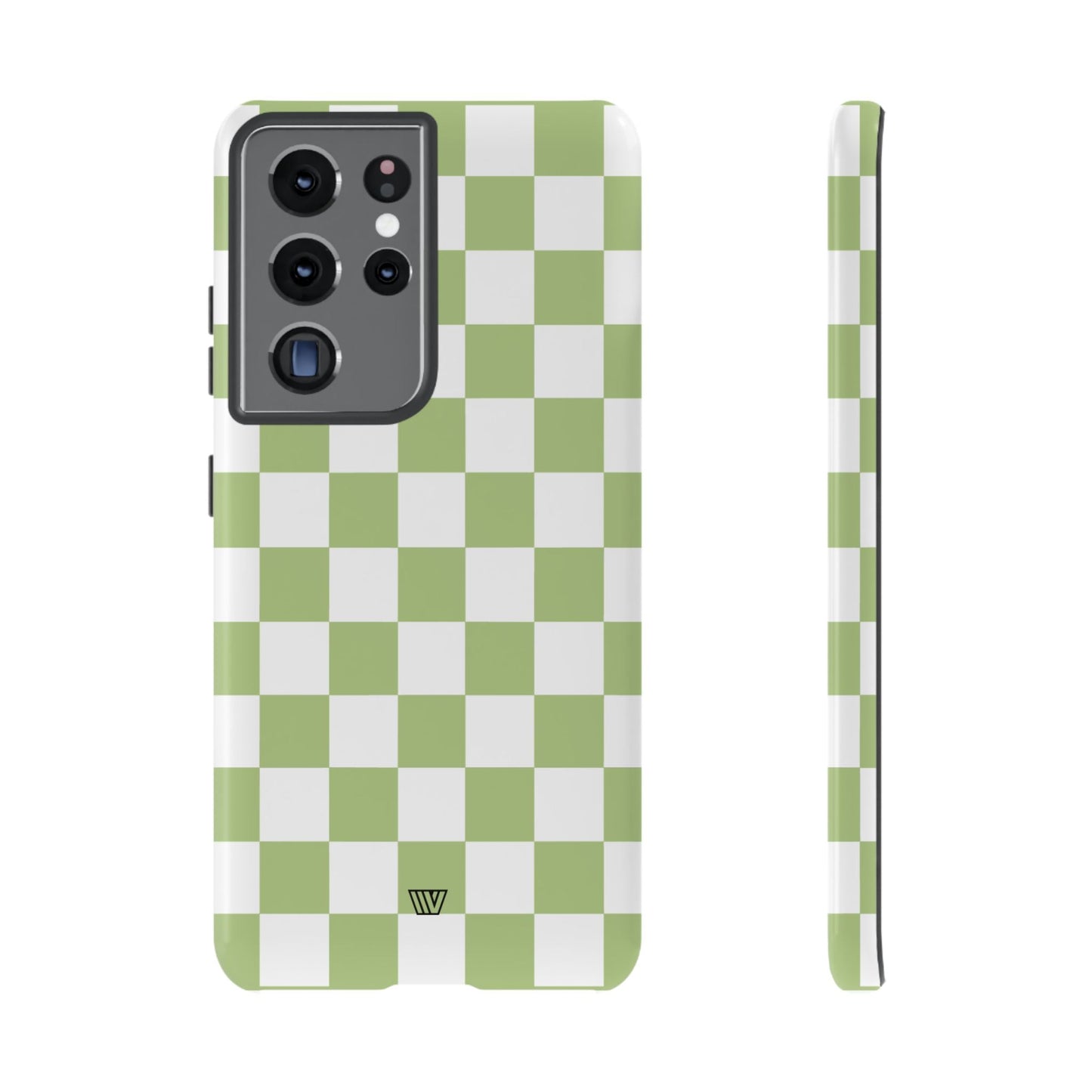 Pale Olive White Checkerboard | Tough Phone Case, view 2048 — Soul Flow Apparel