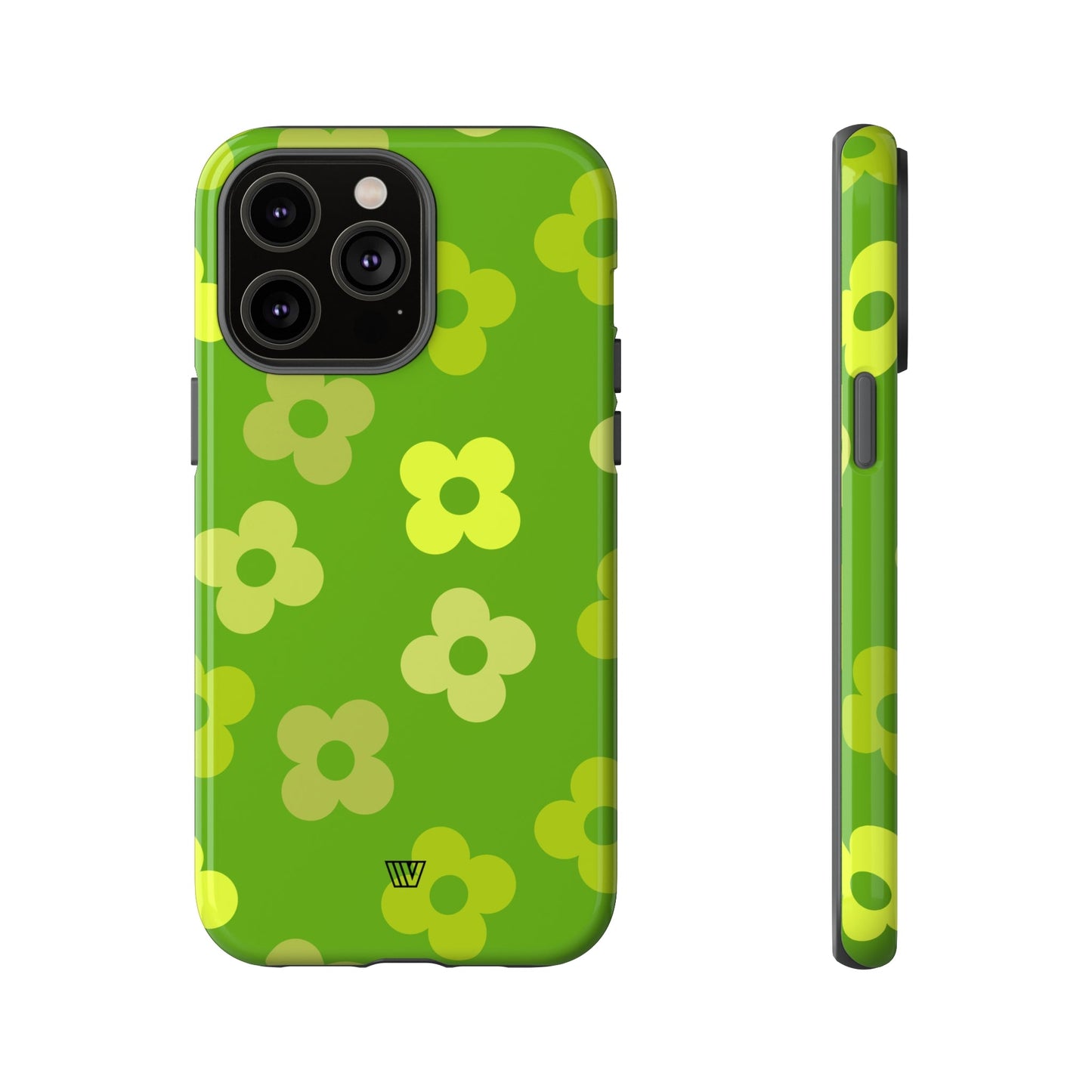 Green Retro Flowers | Tough Phone Case, view 2048 — Soul Flow Apparel