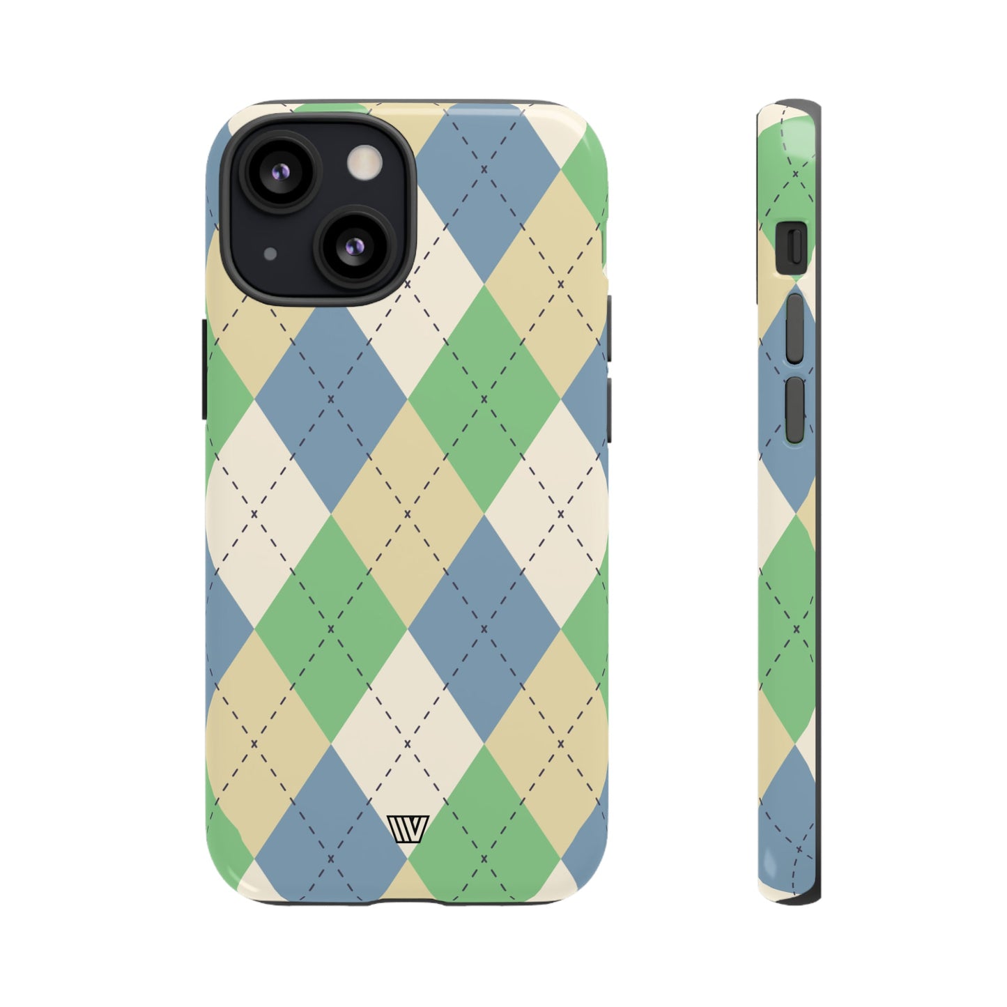 Green Blue Beige Argyle | Tough Phone Case, view 2048 — Soul Flow Apparel