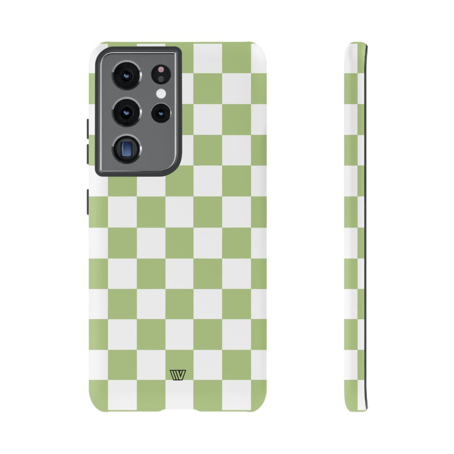 Pale Olive White Checkerboard | Tough Phone Case, view 2048 — Soul Flow Apparel