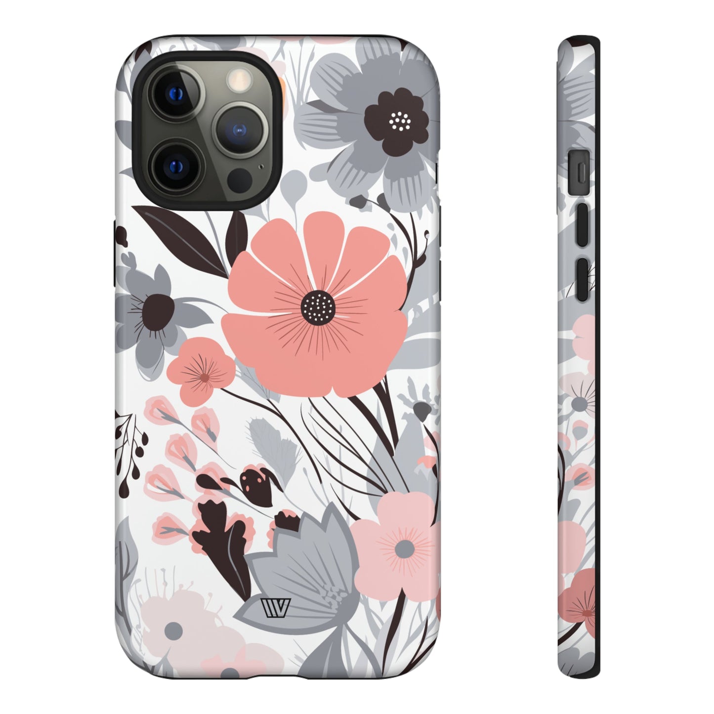 Gray Pastel Flowers | Tough Phone Case, view 2048 — Soul Flow Apparel