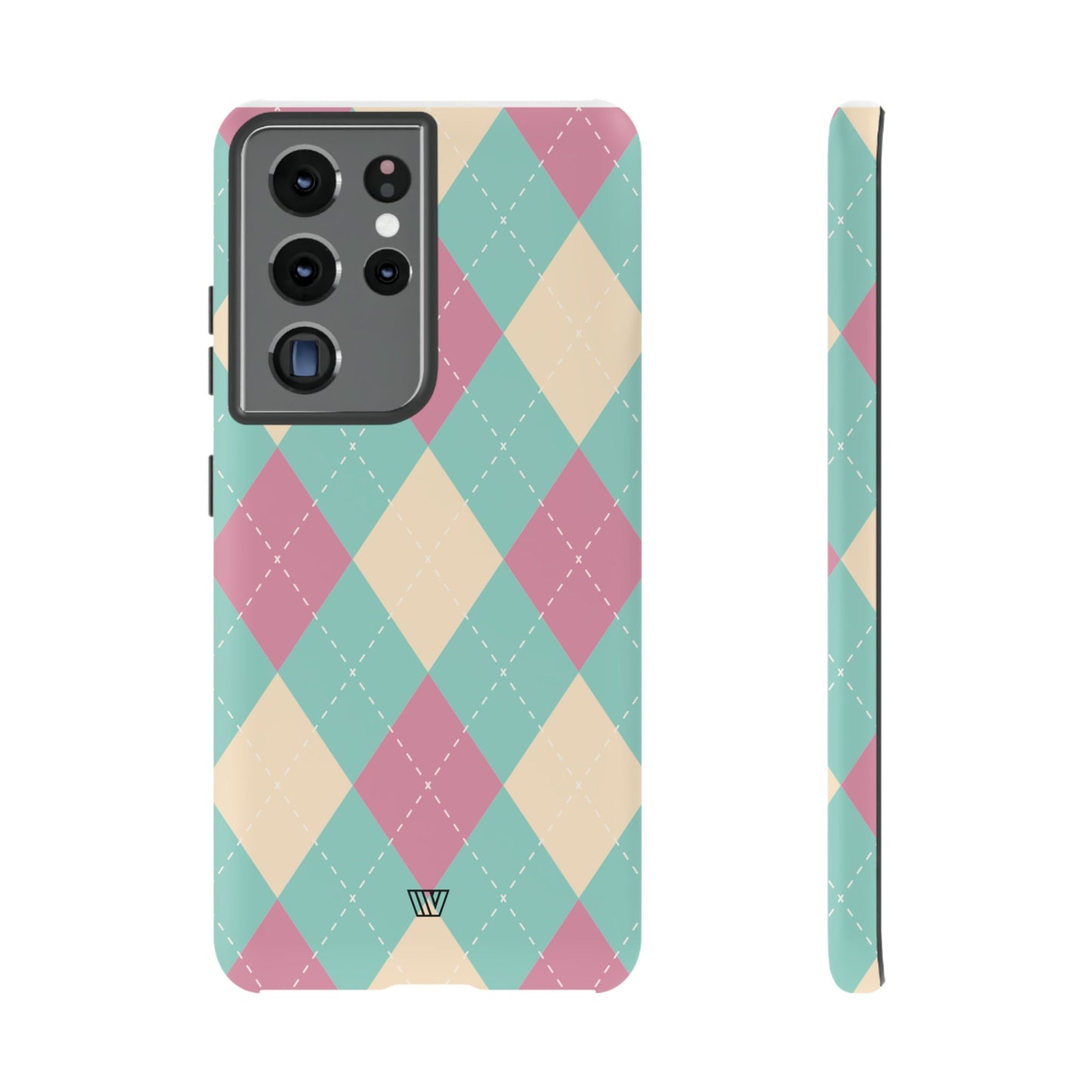 Blue Pink Beige Argyle | Tough Phone Case, view 2048 — Soul Flow Apparel