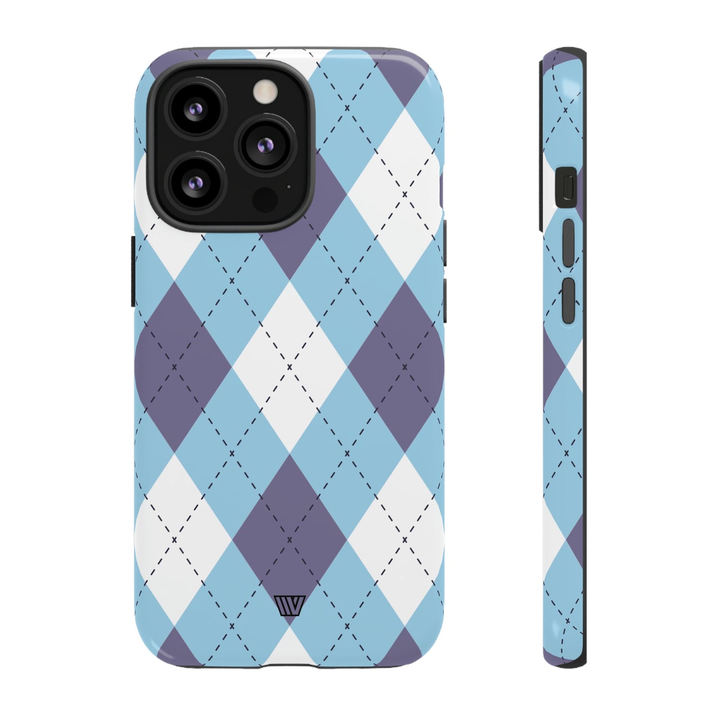 Blue White Purple Argyle | Tough Phone Case, view 2048 — Soul Flow Apparel