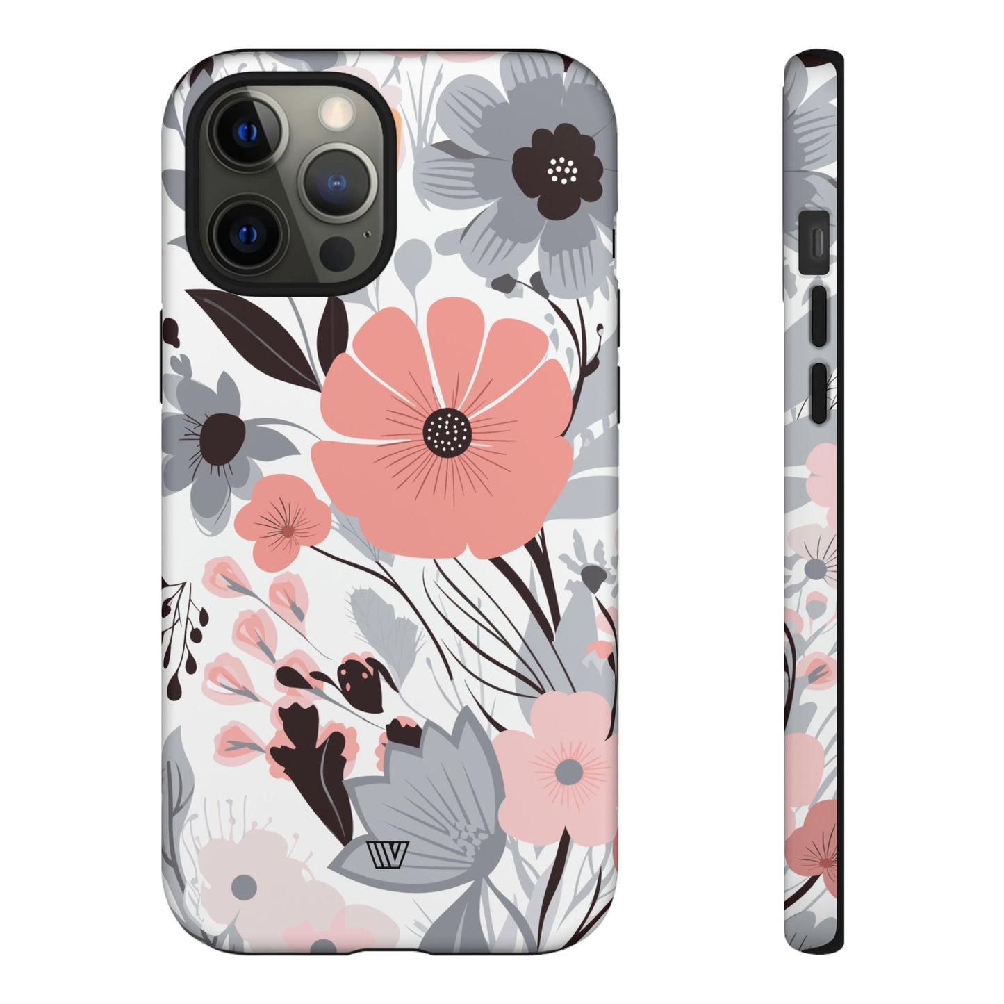 Gray Pastel Flowers | Tough Phone Case, view 2048 — Soul Flow Apparel
