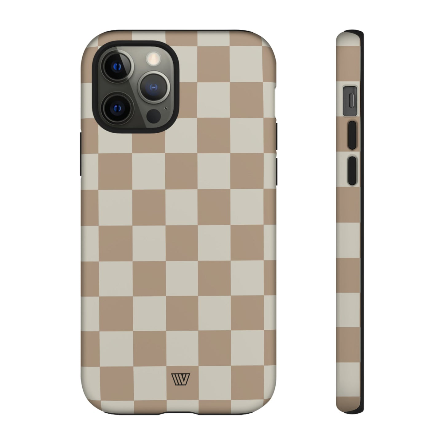 Neutral Checkerboard | Tough Phone Case, view 2048 — Soul Flow Apparel