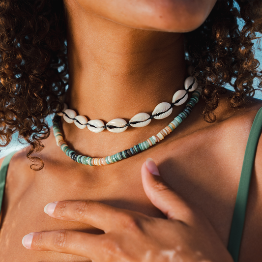 Black Cowry Shell Necklace, view 2 — Soul Flow Apparel