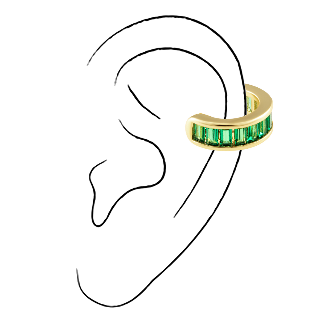 Peyton Cz Ear Cuff Emerald — Soul Flow Apparel