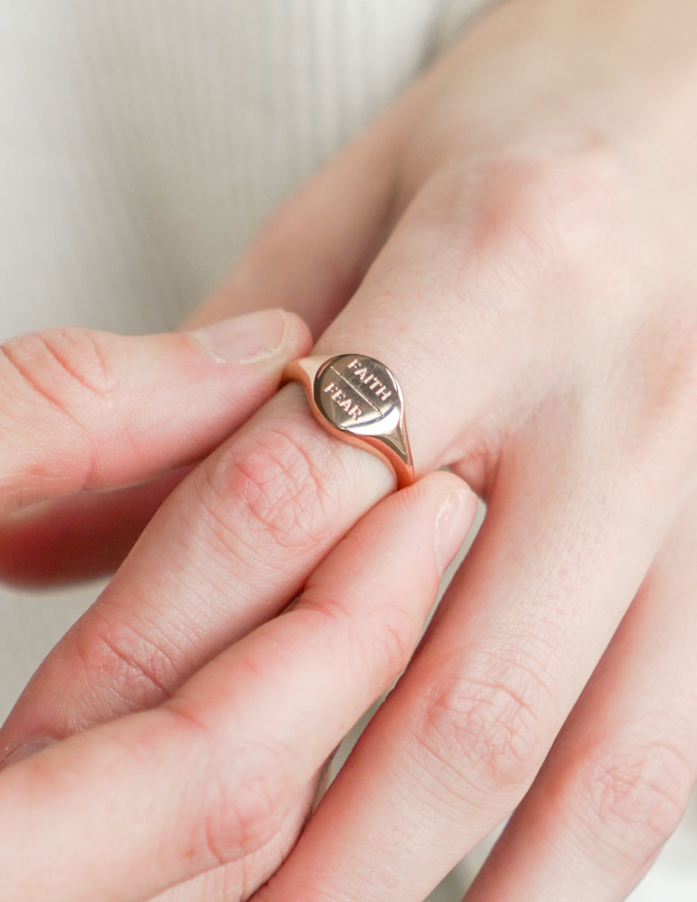 Rose Gold Faith Over Fear Ring – Christian Ring