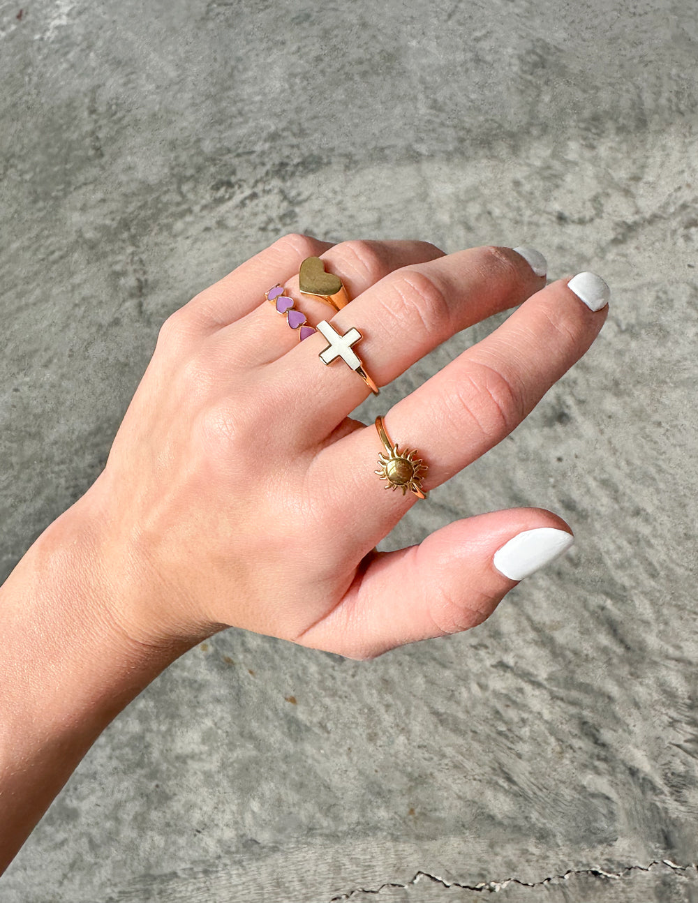 White Enamel Cross Ring – Christian Ring
