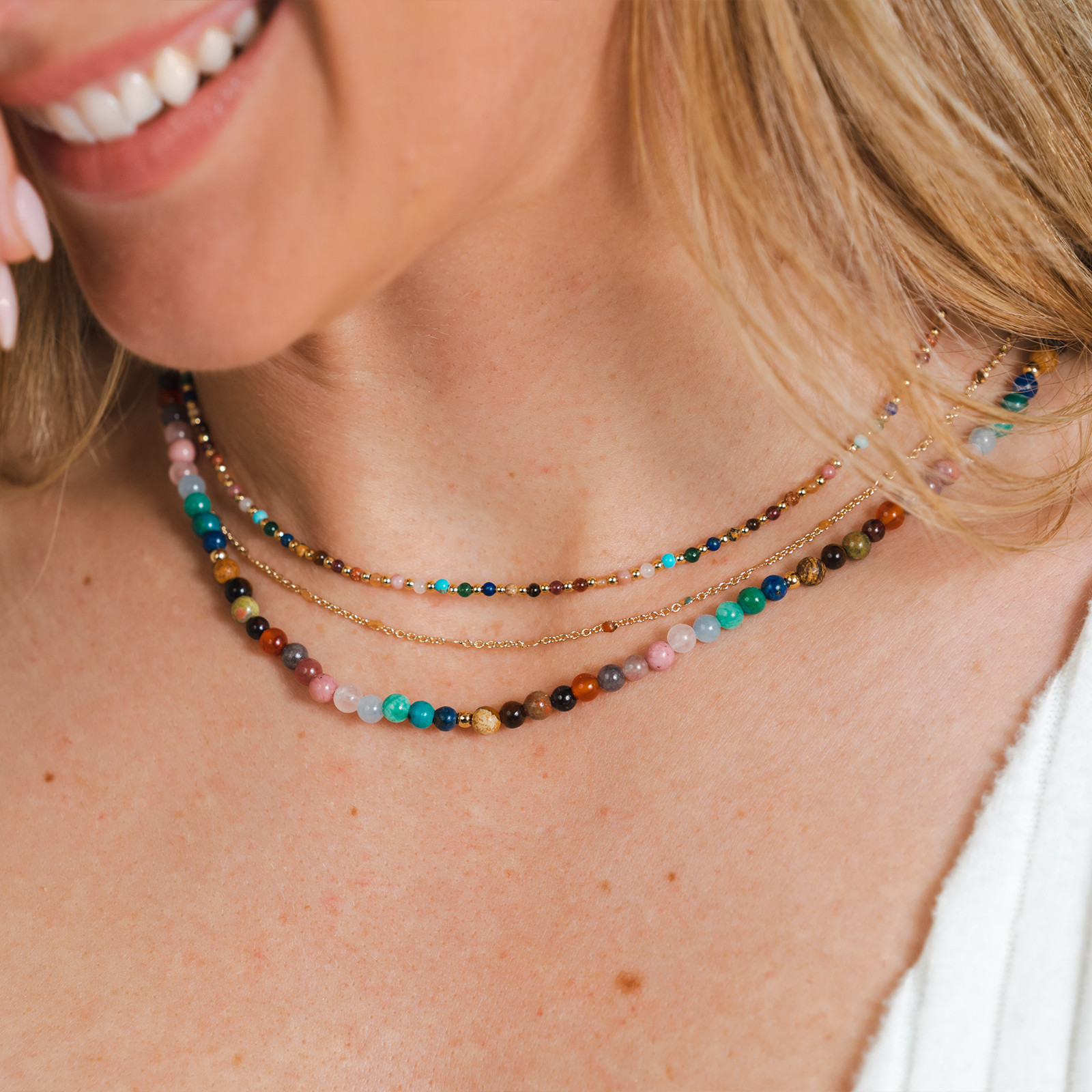2mm + 4mm Master Healer Necklace Stack, view 1 — Soul Flow Apparel