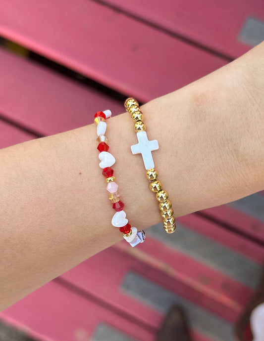 Gold Cross Bracelet – Christian Stone Bracelet