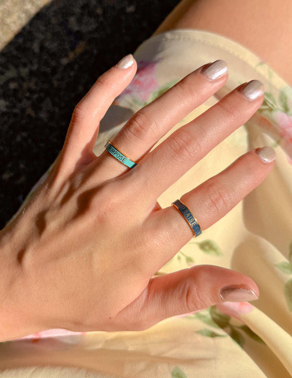 Navy Enamel Praise Ring – Christian Ring